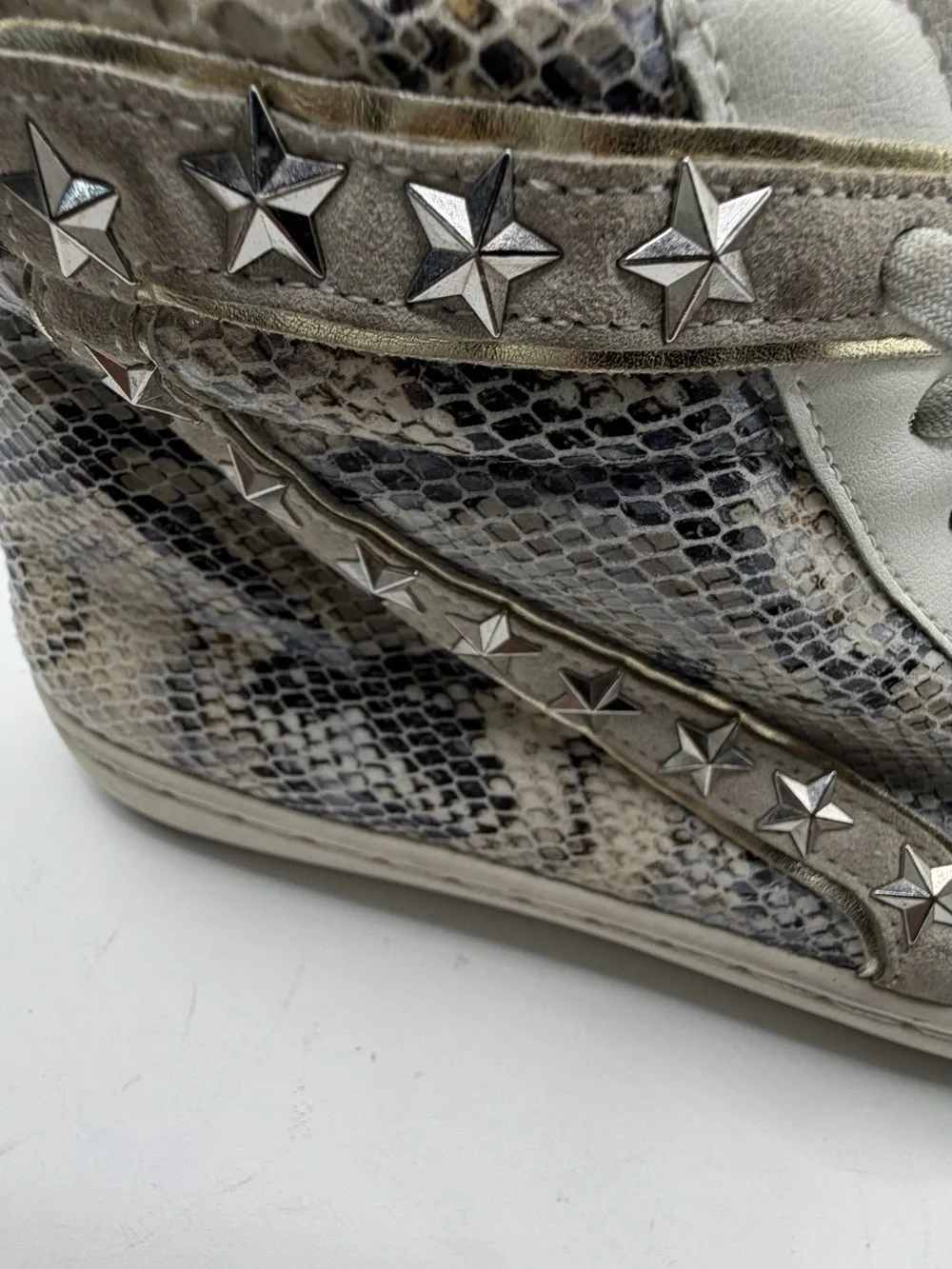 Vintage Havana Fay Snake  Embossed High Top Sneakers